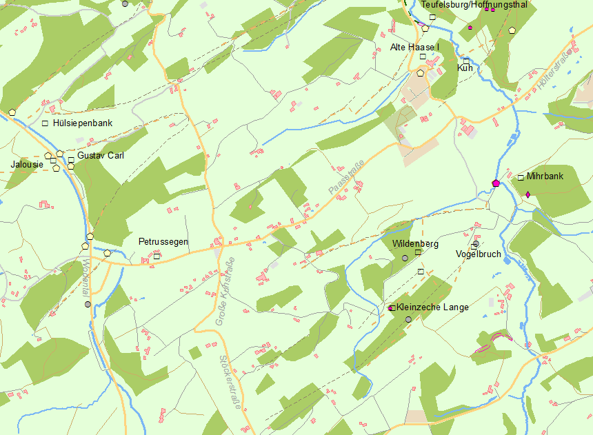Karte Zeche Vogelbruch und Wildenberg