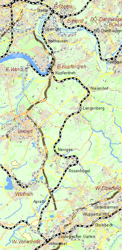 Karte Eisenbahn Steele-Vohwinkel
