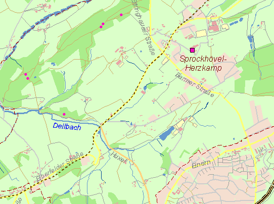 Historische Karte Kohlenweg von Nierenhof nach Karte Kohlenweg Sprockhövel-Elberfeld