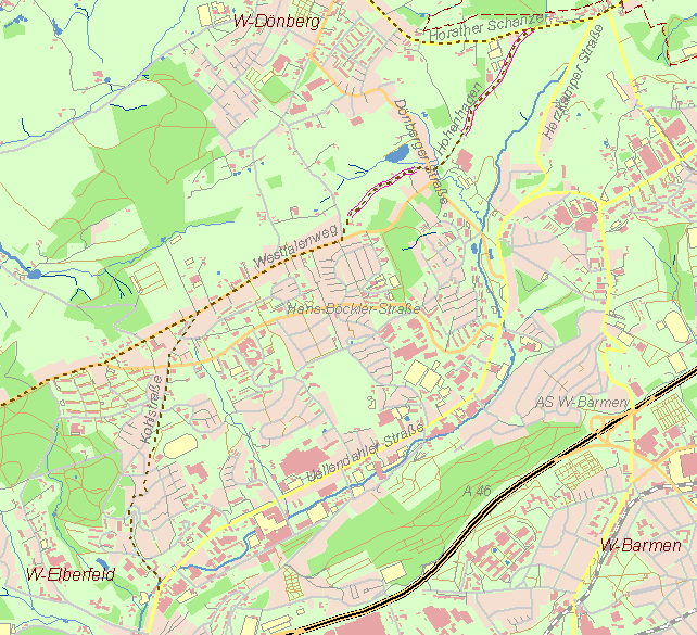 Historische Karte Kohlenweg von Nierenhof nach Karte Kohlenweg Sprockhövel-Elberfeld