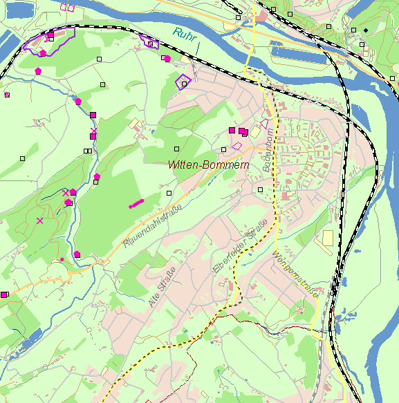 Historische Karte Kohlenweg von Nierenhof nach Karte Wittener Hauptkohlenstraße