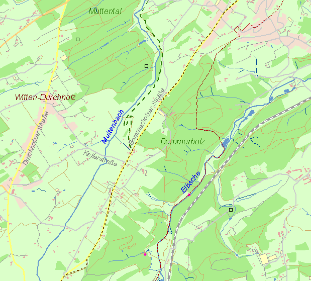 Historische Karte Kohlenweg von Nierenhof nach Karte Wittener Hauptkohlenstraße