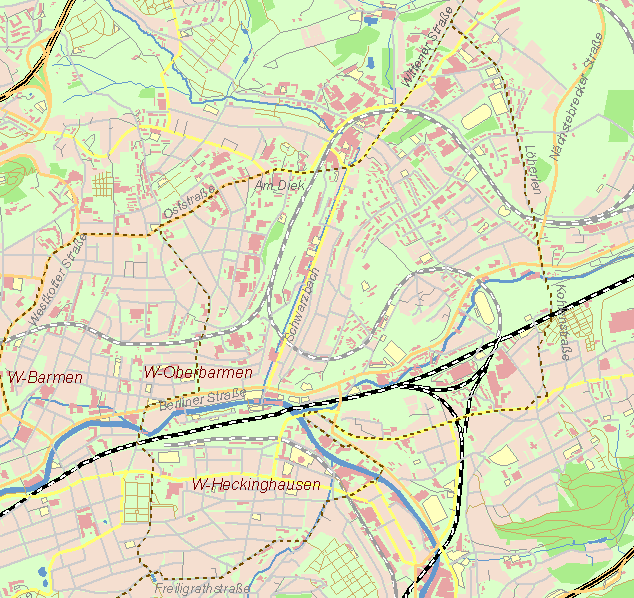 Historische Karte Kohlenweg von Hasslinghausen nach Barmen