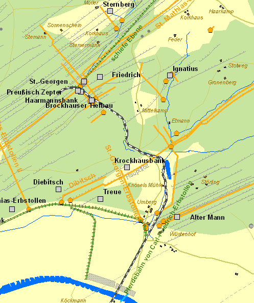 Historische Karte Zeche Carl-Friedrich-Erbstollen