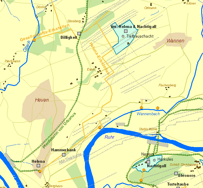 Historische Karte Zeche Helena