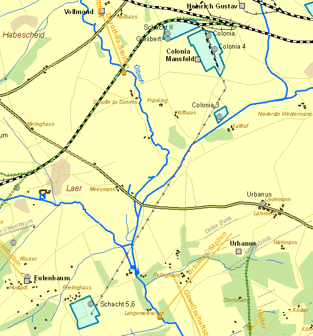 Historische Karte Zeche Mansfeld