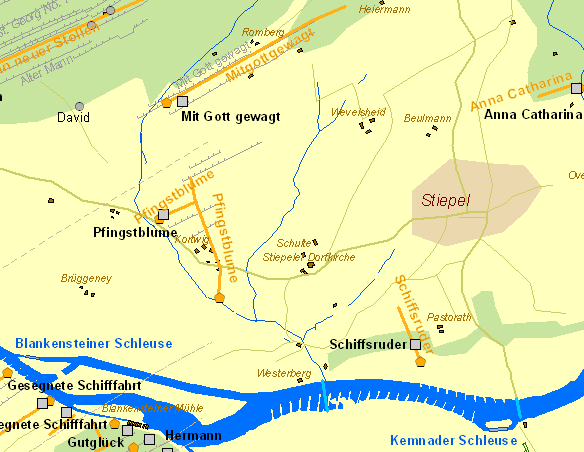 Historische Karte Zeche Pfingstblume