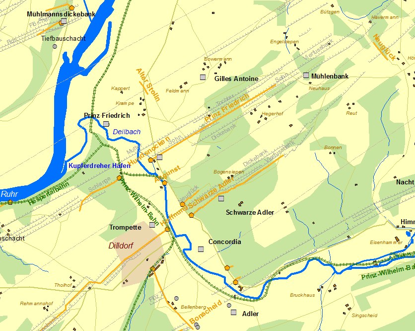 Historische Karte Zeche Prinz Friedrich