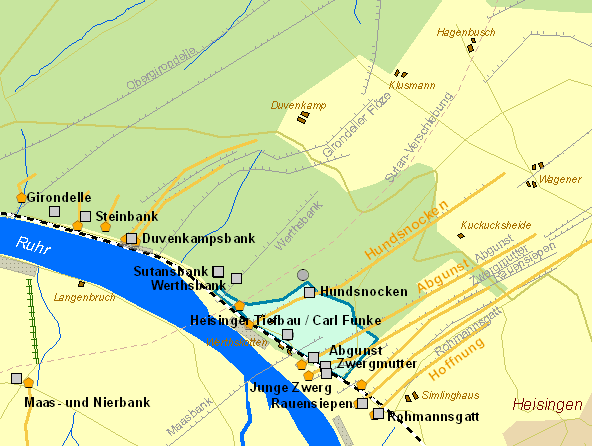 Historische Karte Zeche Carl Funke