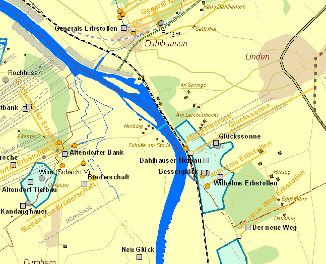 Historische Karte Zeche Dahlhauser Tiefbau