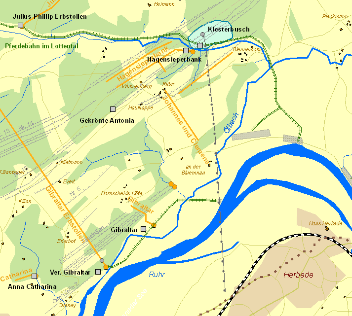 Historische Karte Zeche Klosterbusch