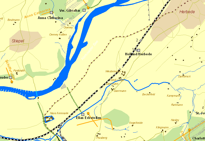 Historische Karte der Zeche Holland/Herbede