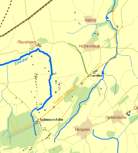 Historische Karte Zeche Caroline