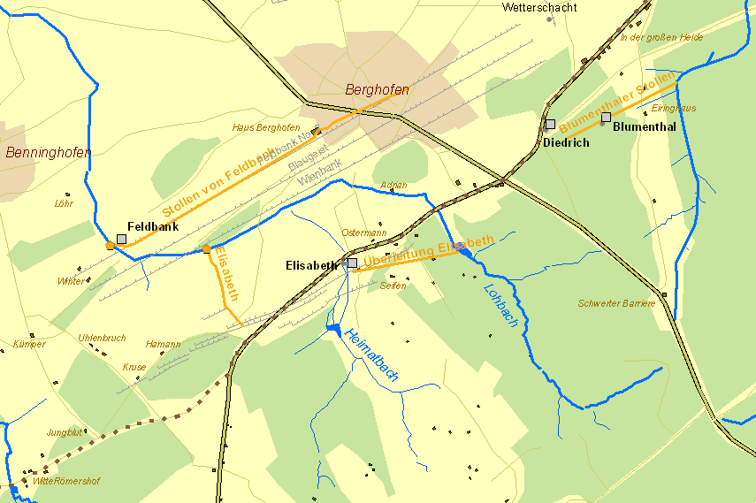 Historische Karte Zeche Elisabeth
