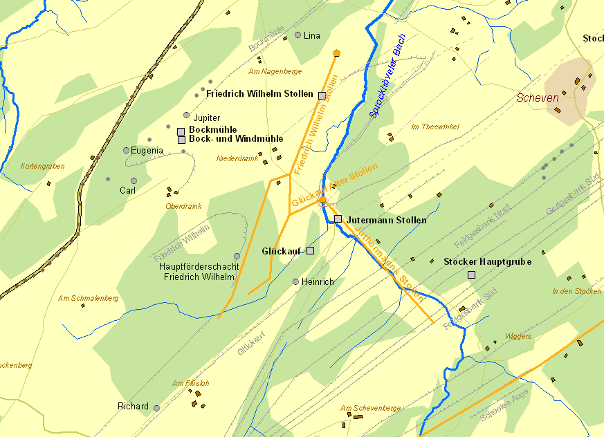 Historische Karte Zeche Bockmühle