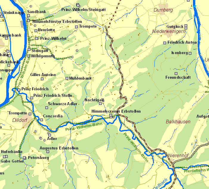 Historische Karte Prinz-Wilhelm-Bahn