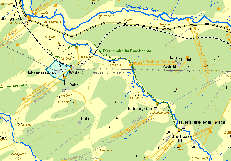 Historische Karte Pferdebahn von Hoffnungsthal