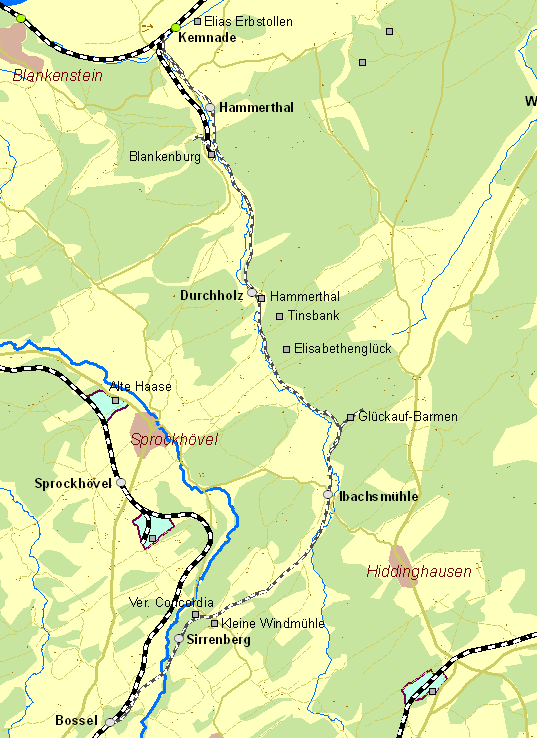 Historische Karte Bossel-Blankensteiner Eisenbahn