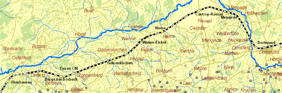 Historische Karte Köln-Mindener Eisenbahn