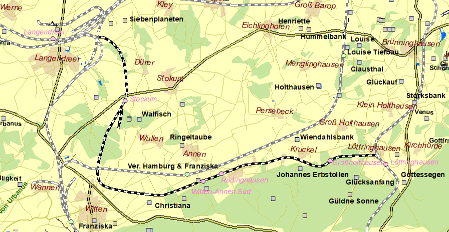 Historische Karte Ruhr-Sieg-Eisenbahn