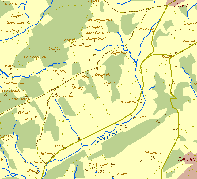 Historische Karte Kohlenweg bei Mirke