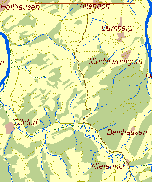 Historische Karte Kohlenweg von Burgaltendorf nach Nierenhof