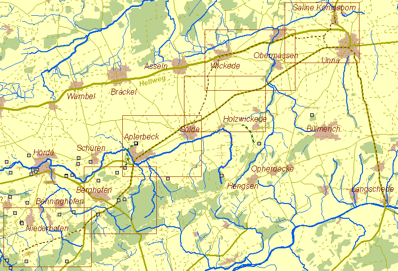 Historische Karte des Niederhofer Kohlenwegs