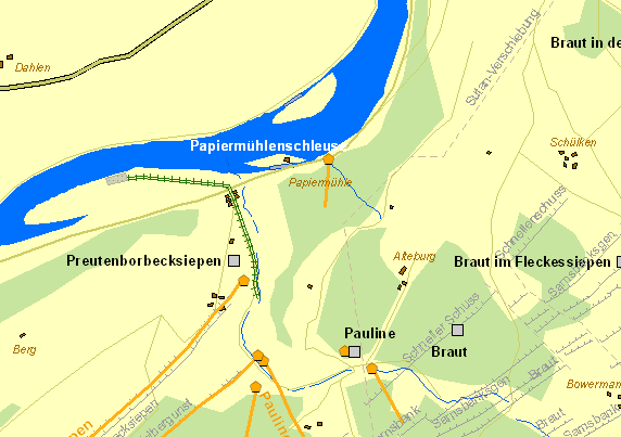 Historische Karte Papiermühlenschleuse