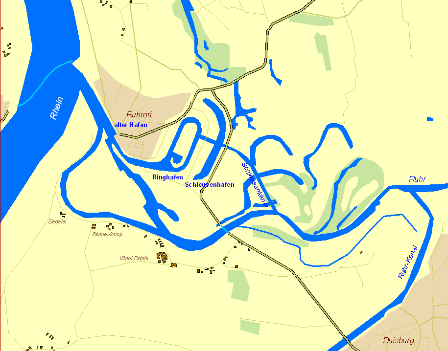 Historische Karte Ruhrorter Hafen