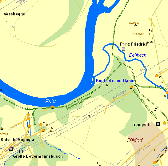 Historische Karte Hafen Kupferdreh