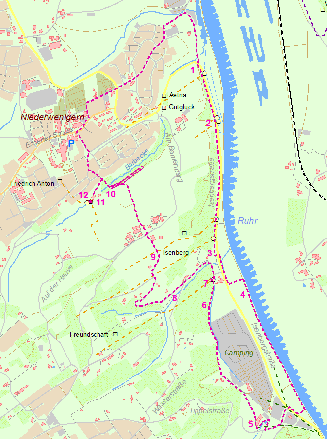 Karte des Wanderwegs Montanweg Nordroute